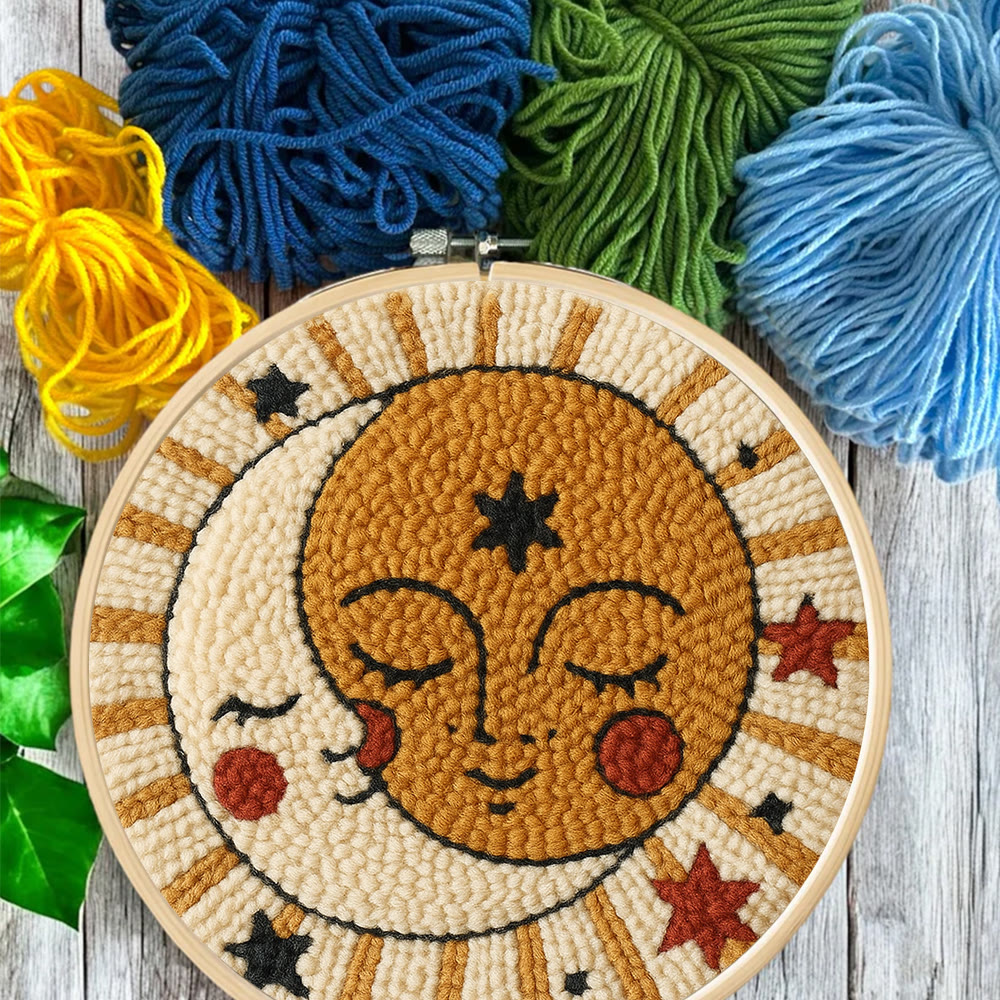 Whimsical Sun Moon Face Punch Needle Kit – Beginner-friendly Handcraft | Creative Decor Hanger - image 11