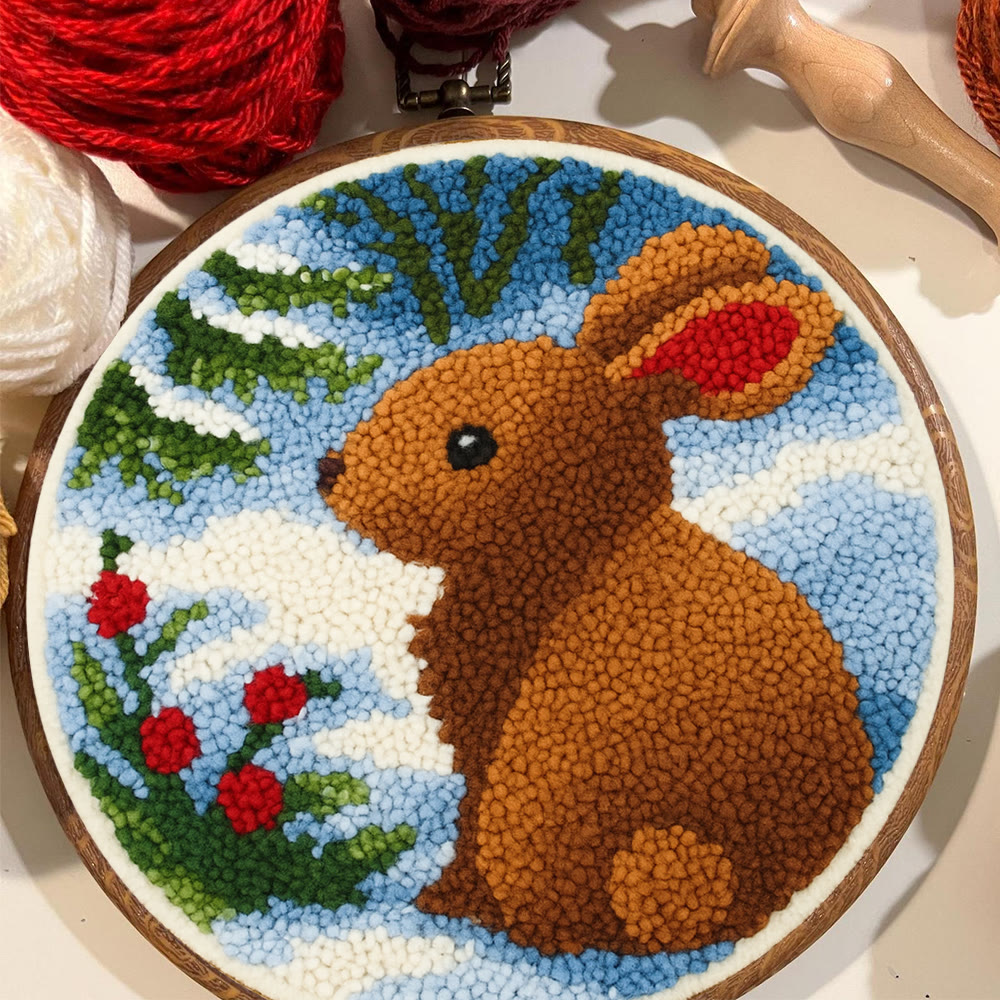 Winter Bunny Punch Needle Kit - Artisan-crafted Piece | Seasonal Decor - image 7