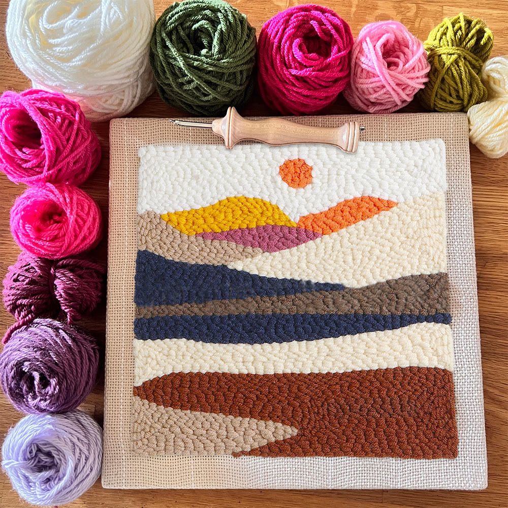 Desert Sunrise Square Punch Needle Kit - Beautiful Landscape Craft | Easy Needlework For Beginner - image 9