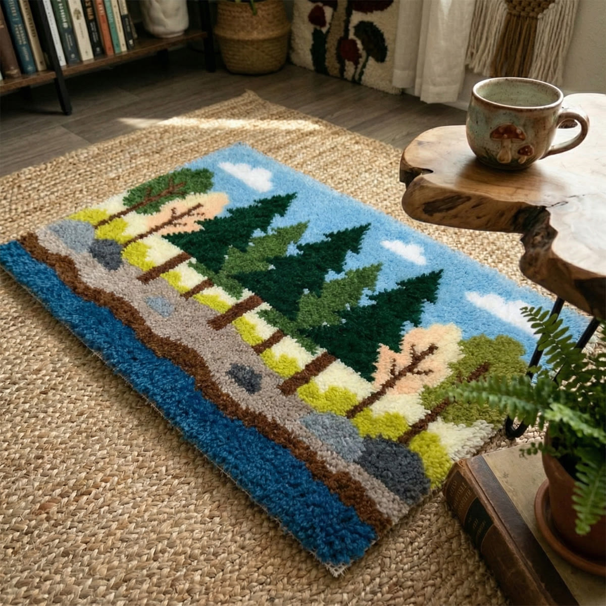Rubbyoo Latch Hook Rug Kit - Forest View | Handmade Landscape Craft | Creative Nursery Mat - image 5