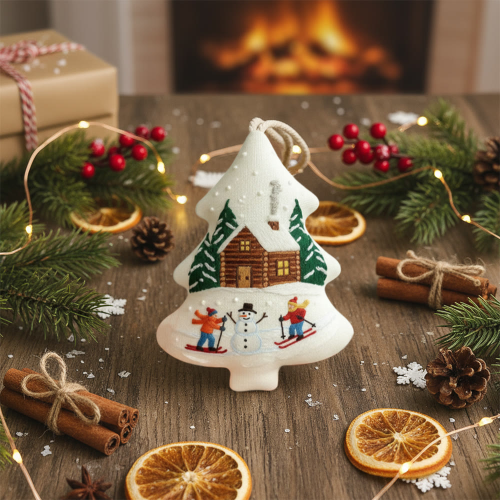 Rubbyoo Tree-shaped Embroidery Kit - Winter Skiing | Winter Handmade Craft | Nice Christmas Tree Hanging  - image 4