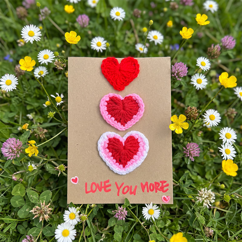 Rubbyoo 3d Greeting Cards - Creative Crochet Holiday Card | Knitted Card For Mother's Day And Birthdays - Love hearts - LOVE YOU MORE - image 6