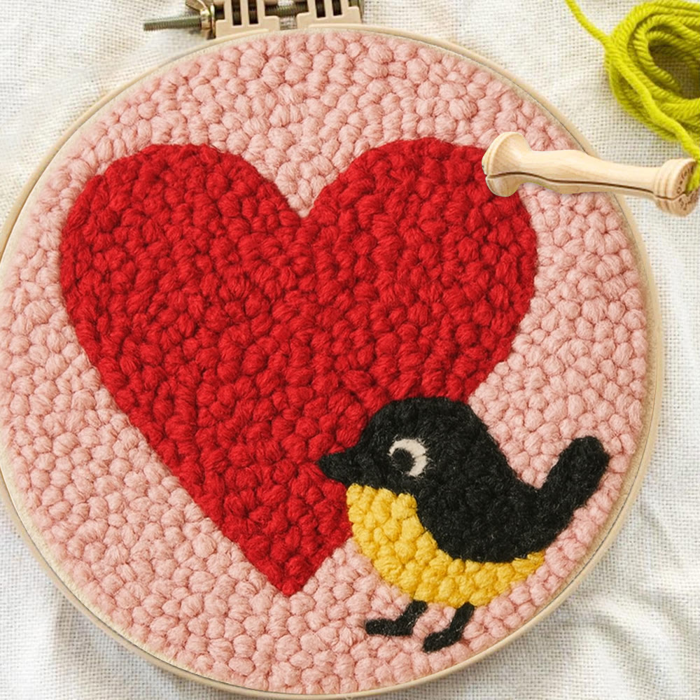 Vibrant Plush Heart Bird Punch Needle Kit – Newbie-friendly Craft | Top Gifting Pick - image 9