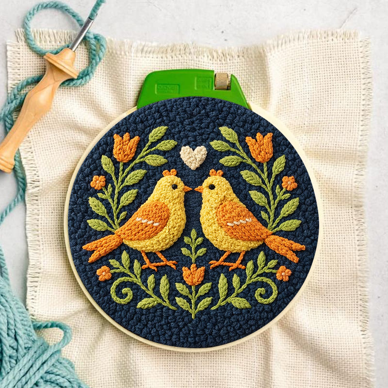 Heart-tethered Twin Birds Punch Needle Kit – Couple-focused Gifting Must-have | Warm Ambiance Decor - image 3