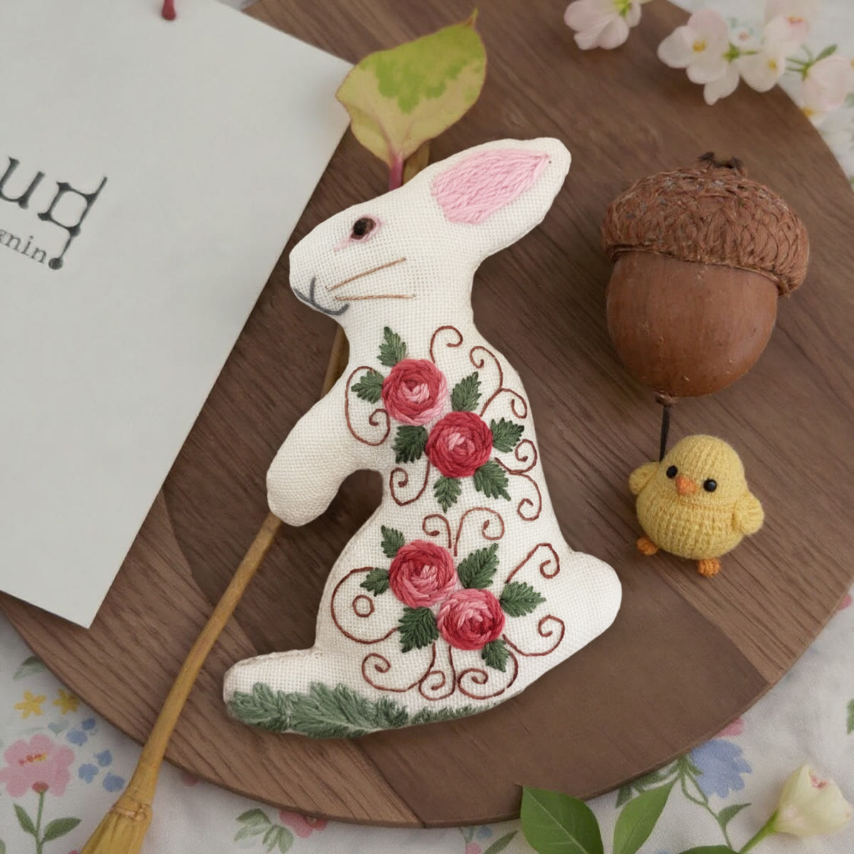 Rubbyoo Rabbit Embroidery Kit - Blooming Rose | Floral Stitch Art  | Perfect Handmade Craft For Mom - image 6