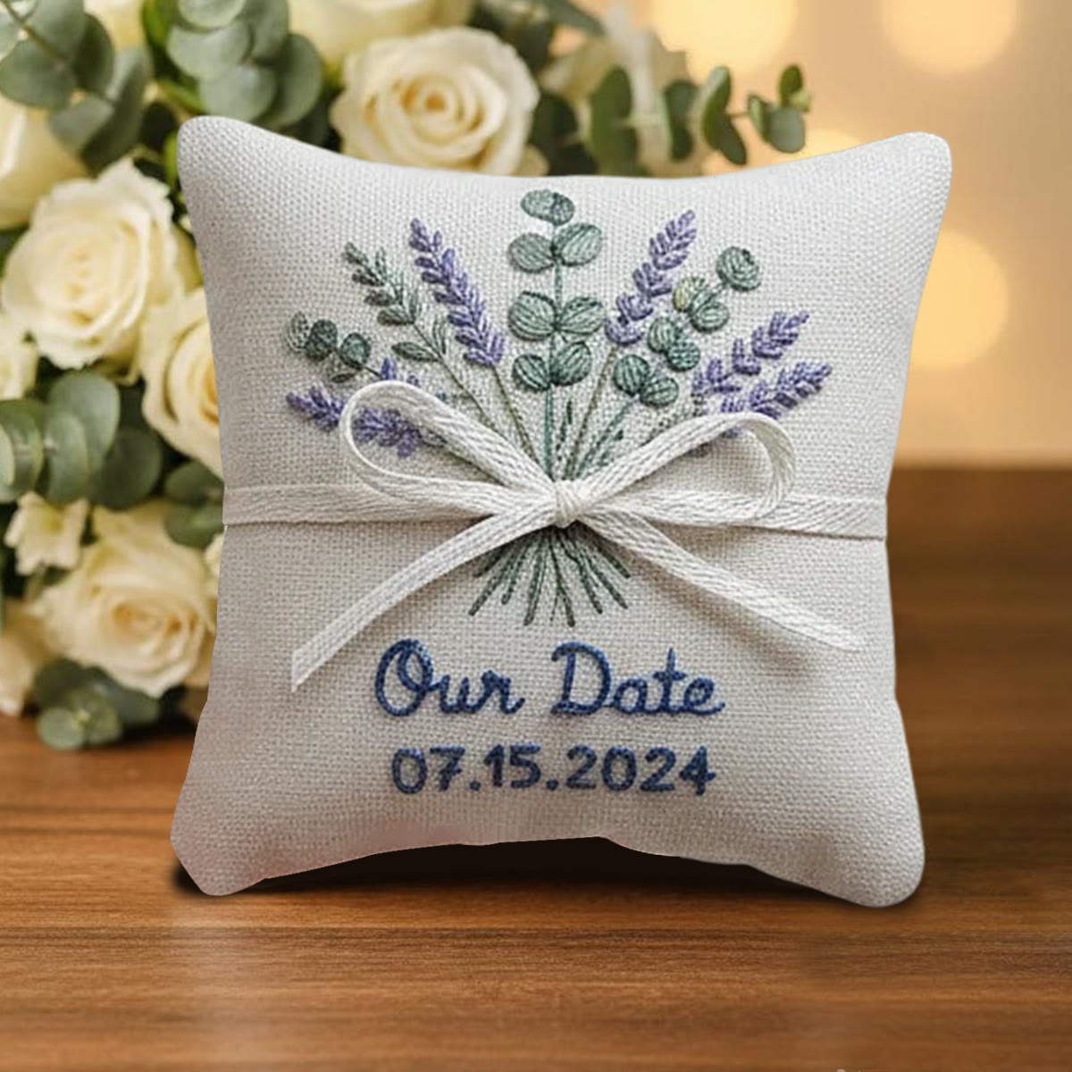 Rubbyoo Personalized Ring Bearer Pillow Embroidery Kit - Lavender Eucalyptus Bouquet | Newbie-friendly Diy Craft | Gift For Her - image 10