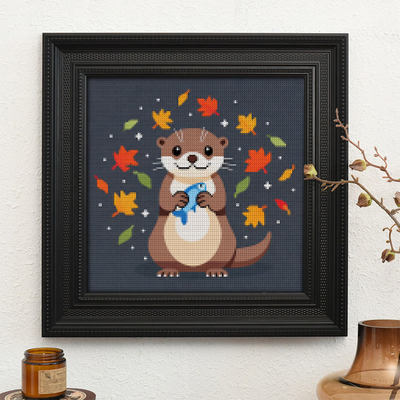  Cross Stitch Kit - Happy Otter | Autumn Home Ornament | Perfect Handicraft For Animal Lover - image 10