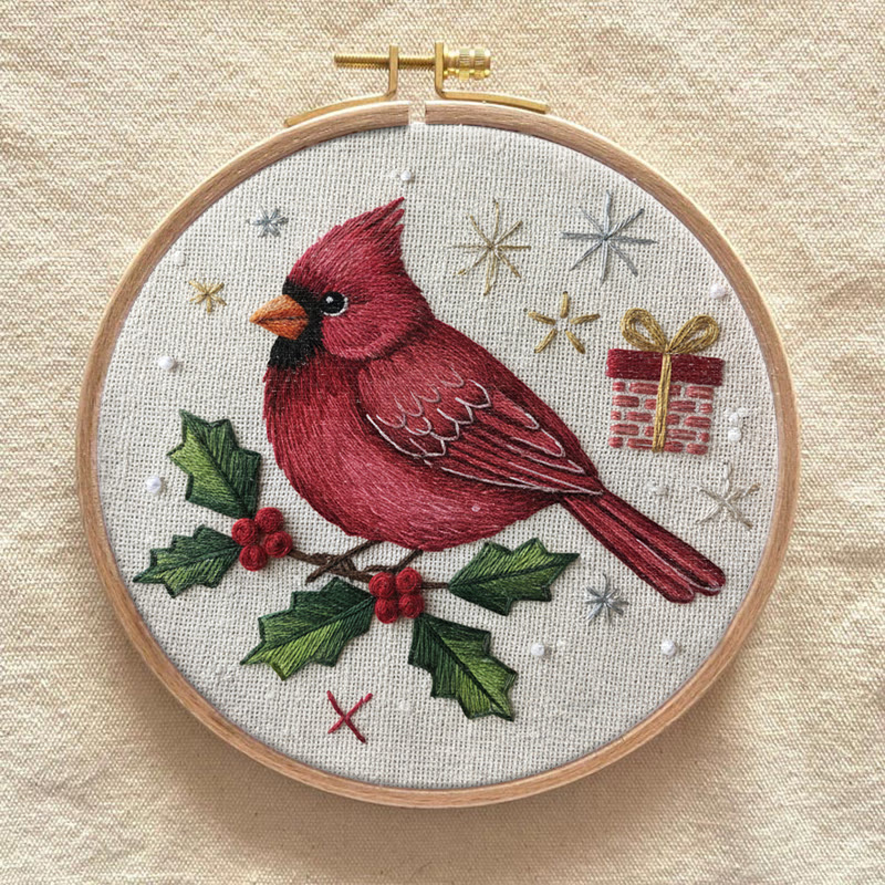 Rubbyoo Embroidery Kit - Holiday Cardinal | Perfect For Christmas Decor | Handmade Gift For Friends - image 7