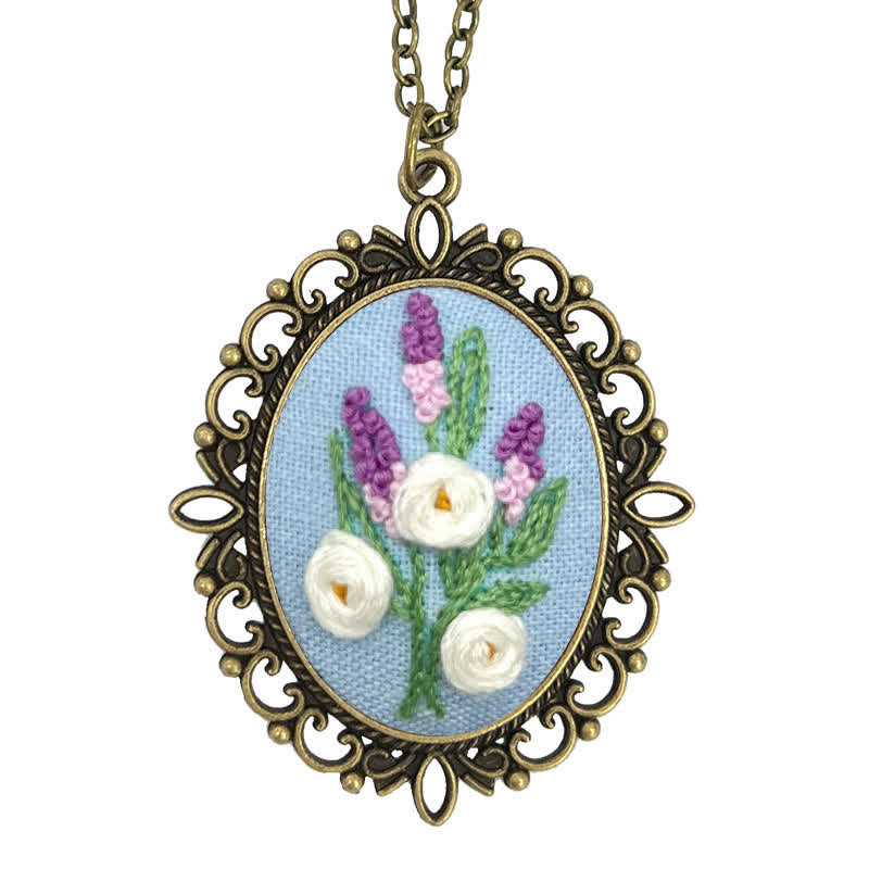 Hand Embroidered Pendant Necklace - Pattern 3 - image 7