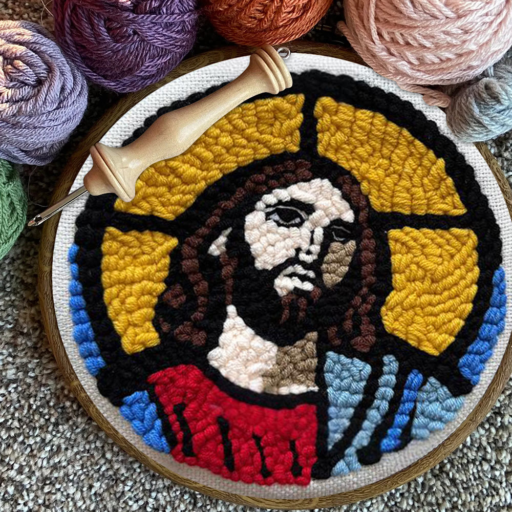 Jesus Christ Punch Needle Kit - Religious Wall Hanging |  Diy Handmade Craft - image 4