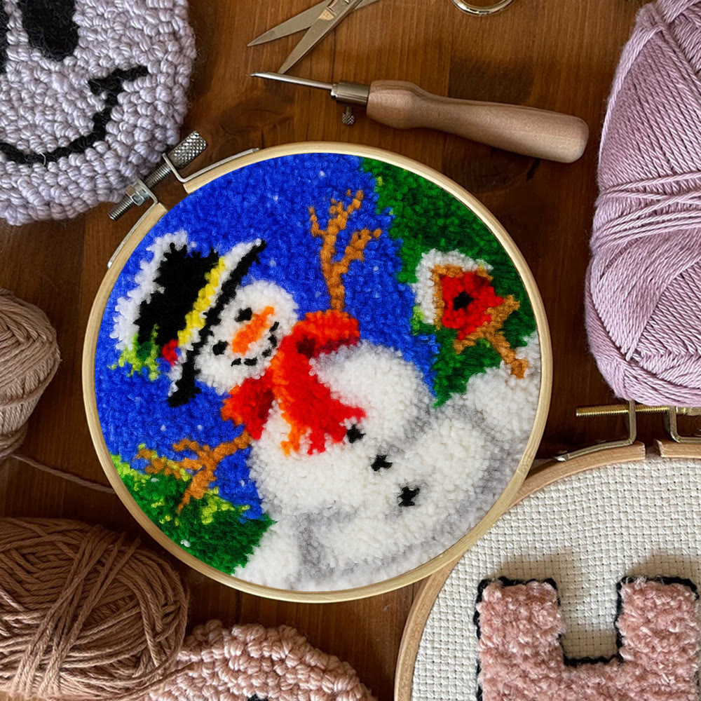Happy Snowman Punch Needle Kit - Diy Christmas Coaster | Perfect Holiday Present  - image 6