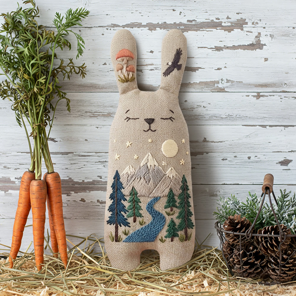 Rubbyoo Bunny Toy Embroidery Kit - Mountain Stream And Pine | Creative Craft | Scenic Wilderness-inspired Ornament - image 7