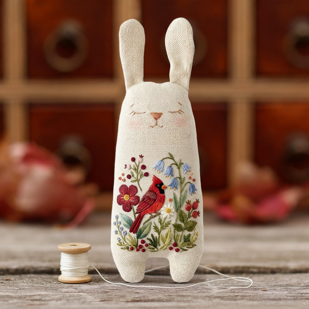 Rubbyoo Bunny Toy Embroidery Kit - Floral Cardinal Bird | Spring Handmade Craft | Sewing Animal Toy - image 8