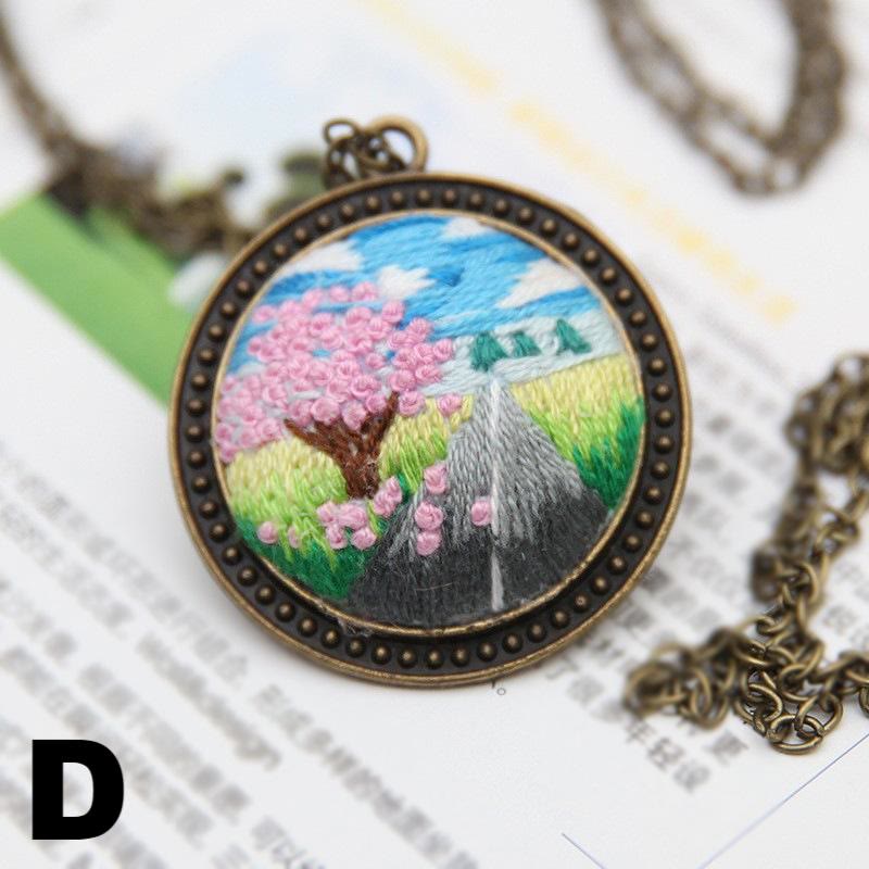 Embroidery Landscape Necklace Kits | Diy Backpack Pendant | Unique Birthday Gifts - D - image 8