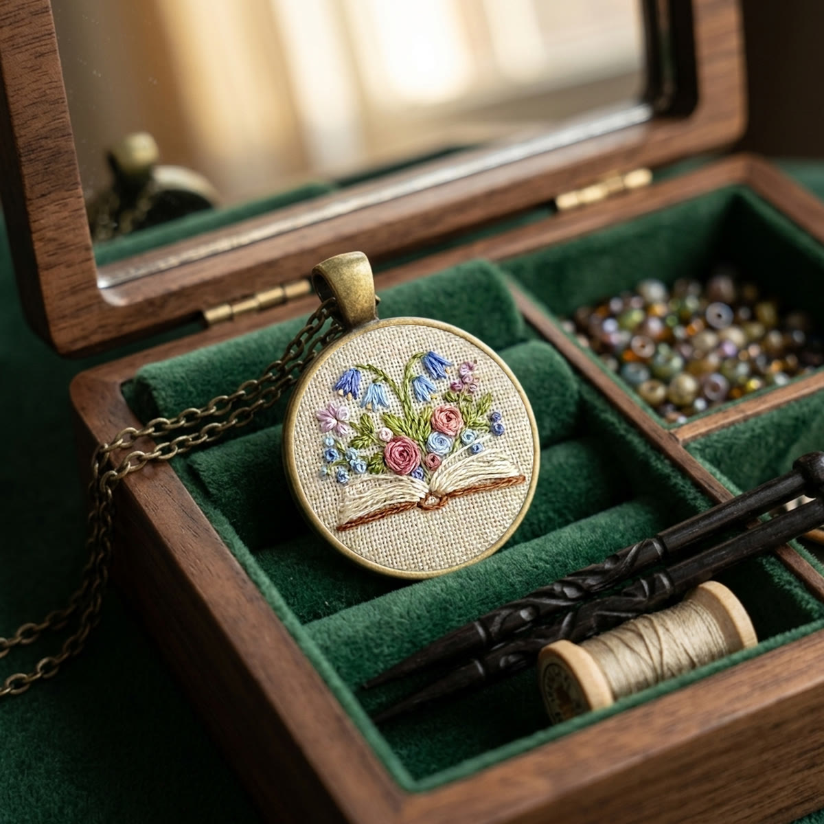 Rubbyoo Embroidery Accessories Kit - Flowers Growing From Book | Spring Summer Sundress Accessories | Fairycore Handmade Keychain - image 7