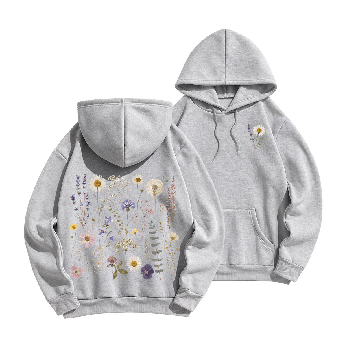 Rubbyoo Rustic Beautiful Flowers Unisex Hoodie  - Grey - 2XL - image 22