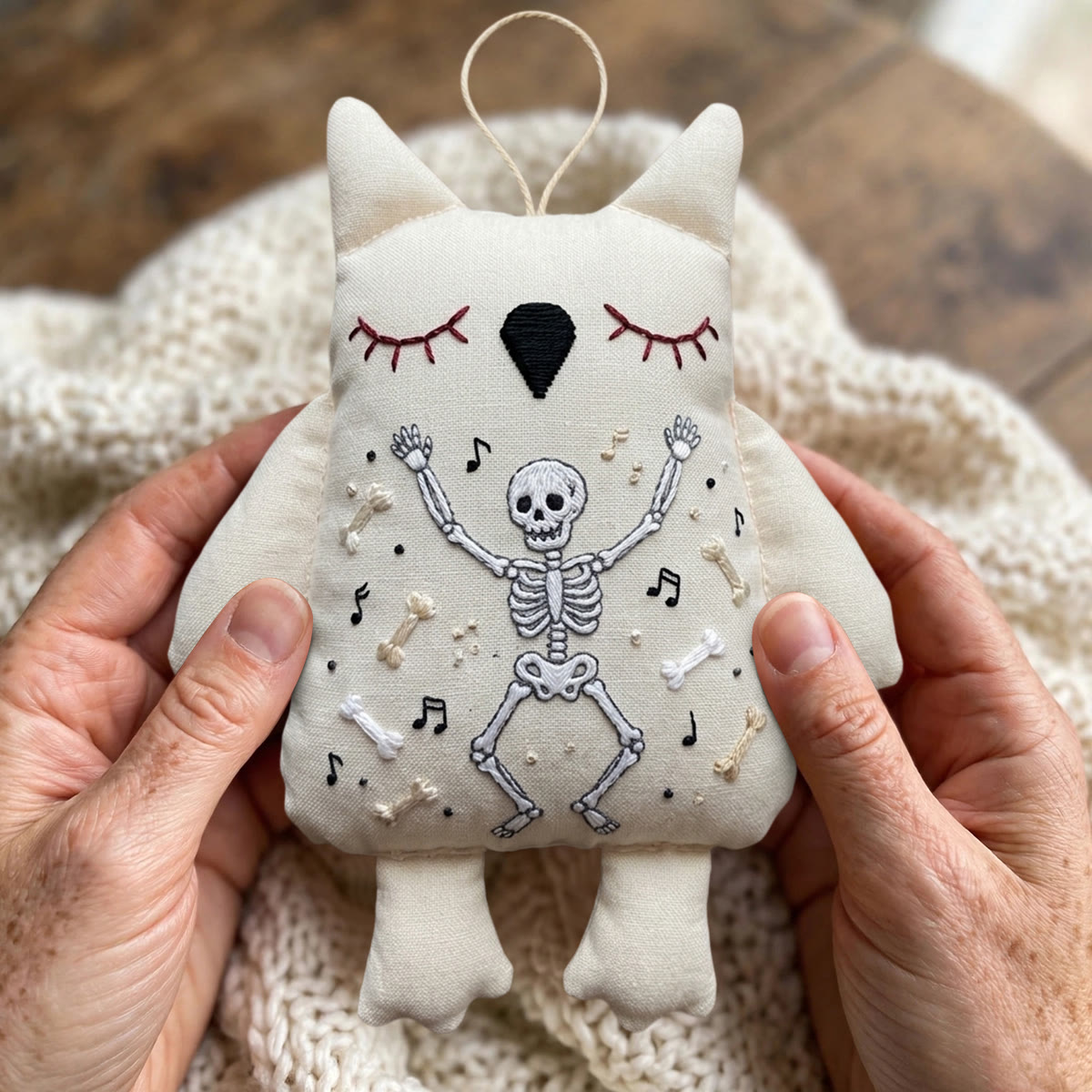 Rubbyoo Owl Embroidery Kit -  Cheerful Dancing Skeleton | Handmade Halloween Party Decor | Perfect Holiday Gift For Beginners - image 3