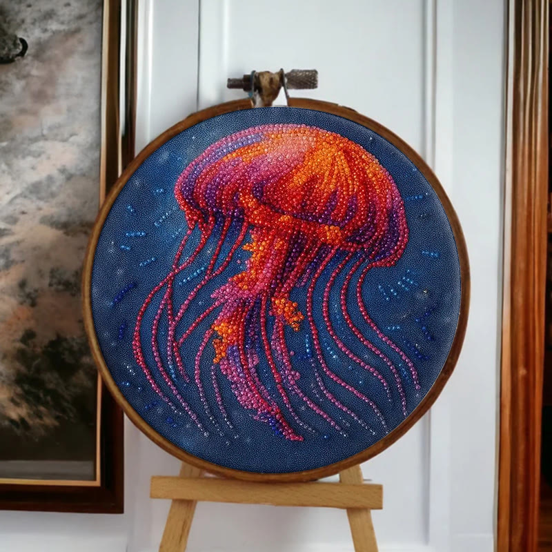 Rubbyoo Bead Embroidery Kit - Glowing Jellyfish | Creative Handmade Gifts | Handicraft For Beginners - image 7