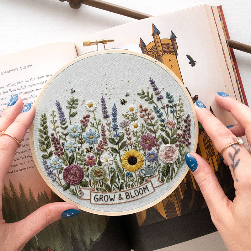 Rubbyoo Embroidery Kit - Blooming Garden With Sunflowers | Whimsical Floral Art | Ideal For Diy Crafters - image 6