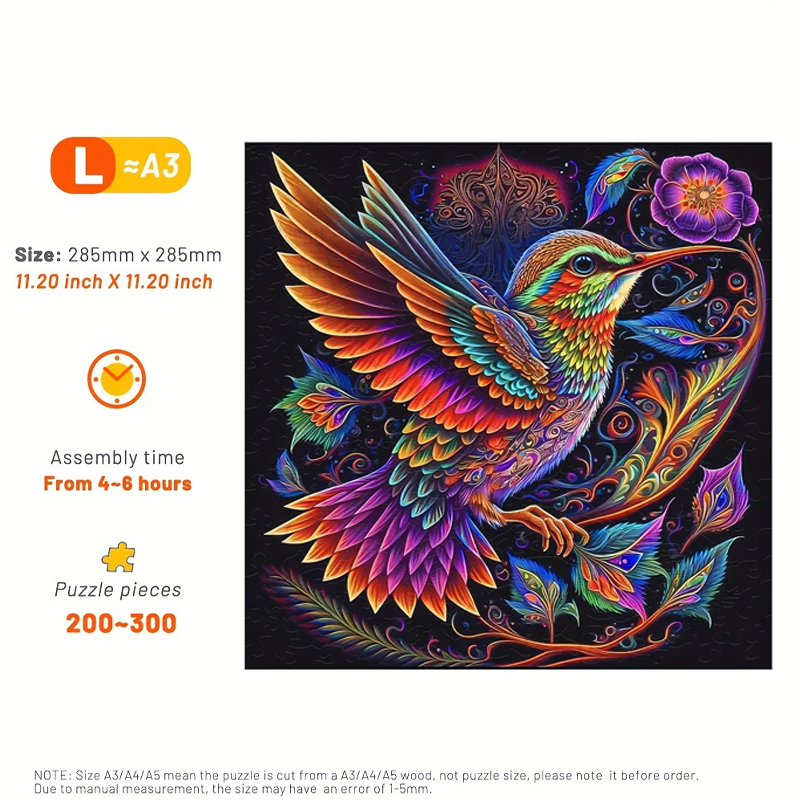 Colorful Hummingbird - Wooden Jigsaw Puzzle