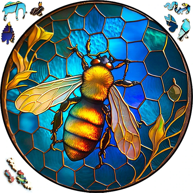Honey Bee Windows Graphic - Wooden Jigsaw Puzzle