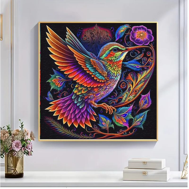 Colorful Hummingbird - Wooden Jigsaw Puzzle