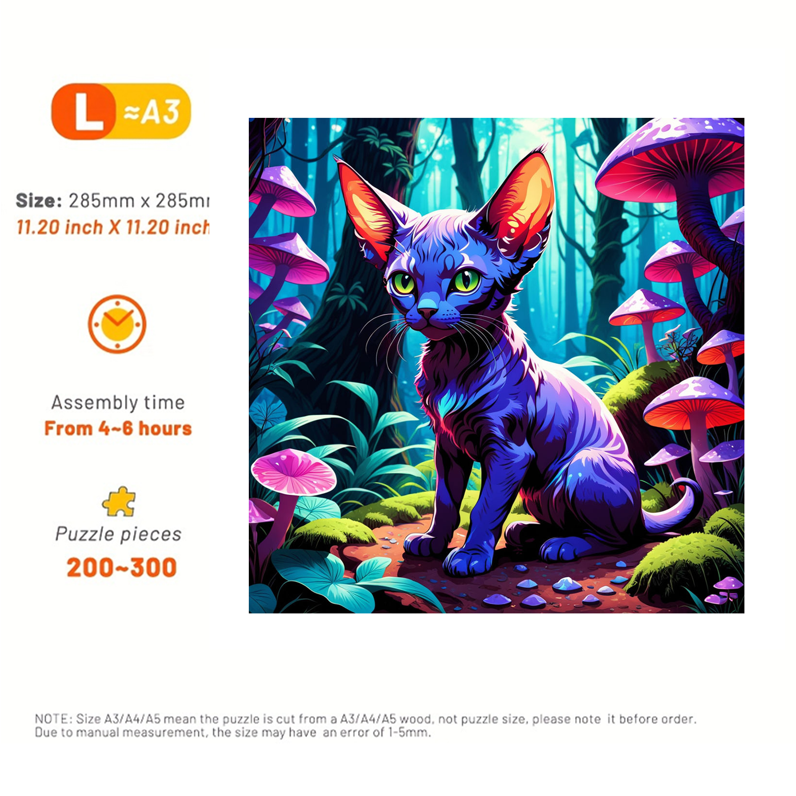 Cat Deep In The Mysterious Woods - Wooden Jigsaw Puzzle