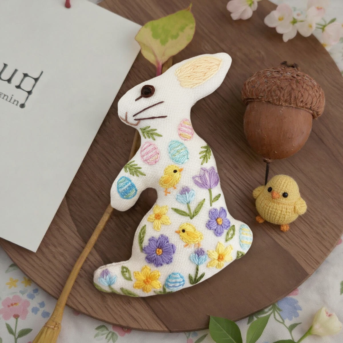 Rubbyoo Rabbit Embroidery Kit - Happy Chicks | Easter Animal Artwork | Holiday Wall Hanging  - image 5