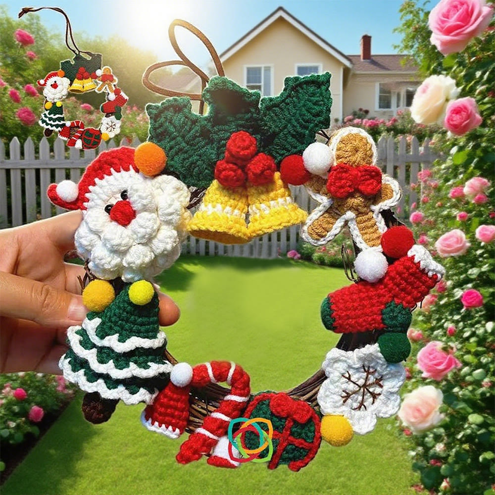 Diy Handmade Christmas Wreath Crochet Kit - Christmas Celebration Gifts | Christmas Home Ornament - image 3