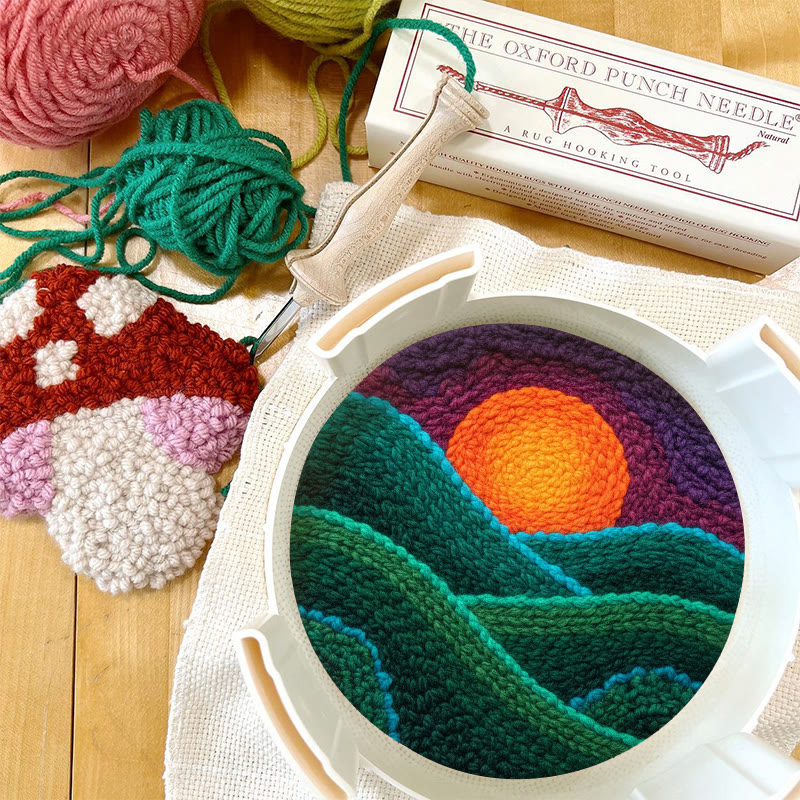 Purple Hued Sunset Mountain Range Punch Needle Kit – Handmade Decor Pendant | Newbie Friendly Diy Craft - image 12