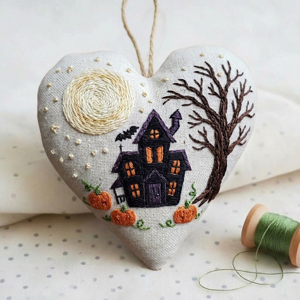 Rubbyoo Heart Embroidery Kit - Haunted House | Halloween Spooky Decoration | Perfect For Wall Hanging  - image 5