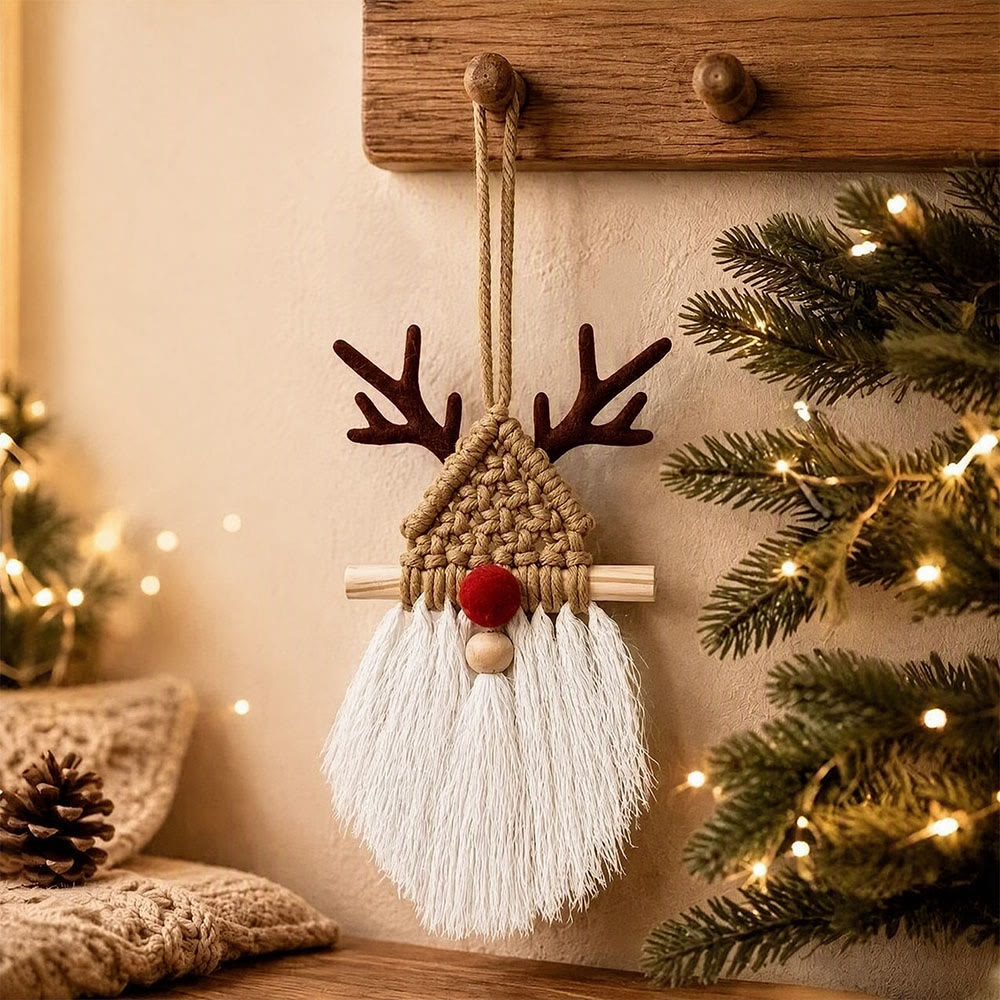 Rubbyoo Faceless Santa Hanging – Woven Tassel Accent For Xmas Tree | Cozy Festive Home Decorations - White - image 6