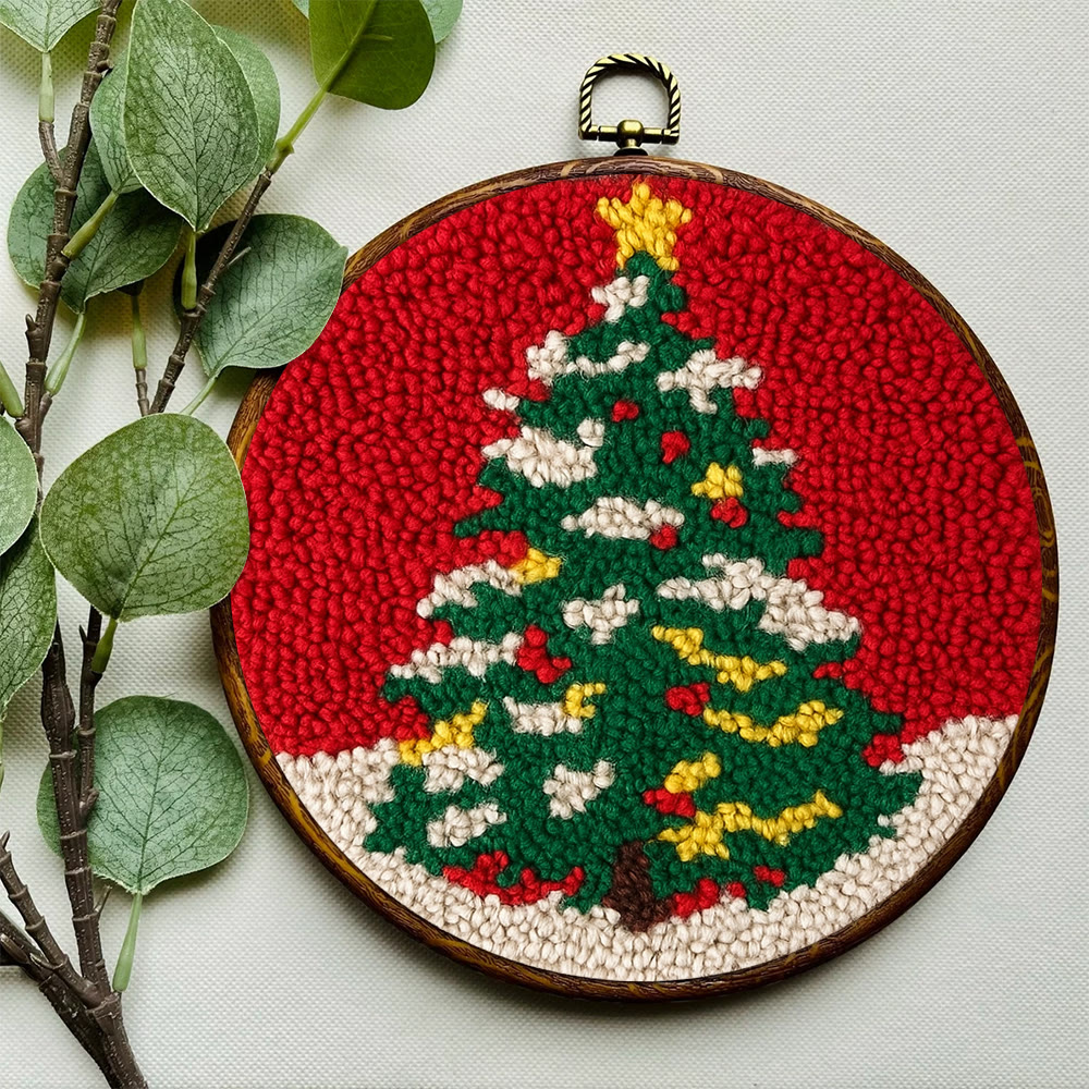 Shiny Christmas Tree Punch Needle Kit - Diy Christmas Needle Art  | Nice Handmade Craft For Kid - image 6