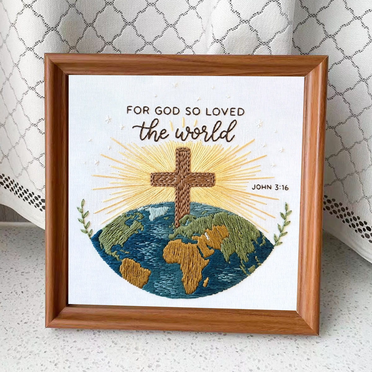 Rubbyoo Embroidery Kit - For God So Loved The World | Bible John 3:16 | Christian Devotional Gift - Embroidery Kit Plus An Extra Frame - image 8
