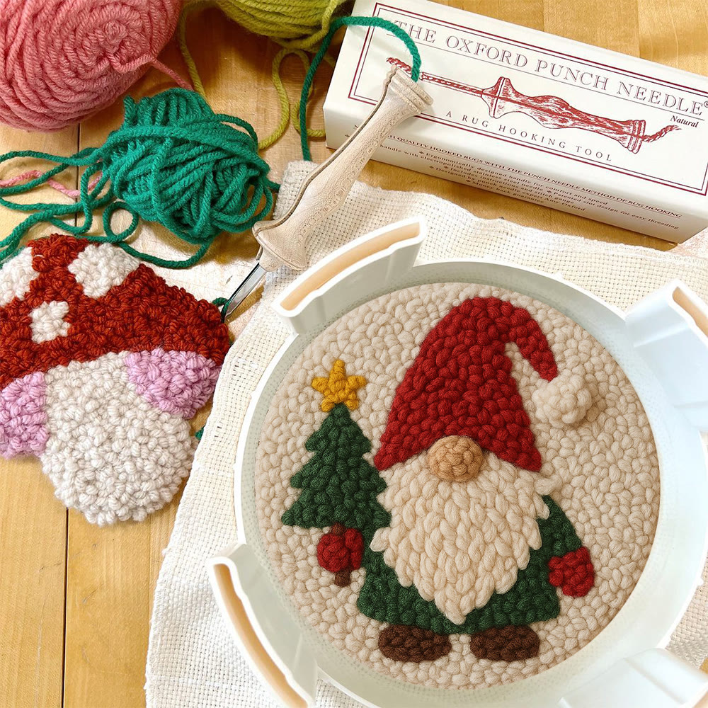 Christmas Gnome Punch Needle Kit - Diy Christmas Decoration | Cozy Handmade Wall | Art For Holiday - image 9