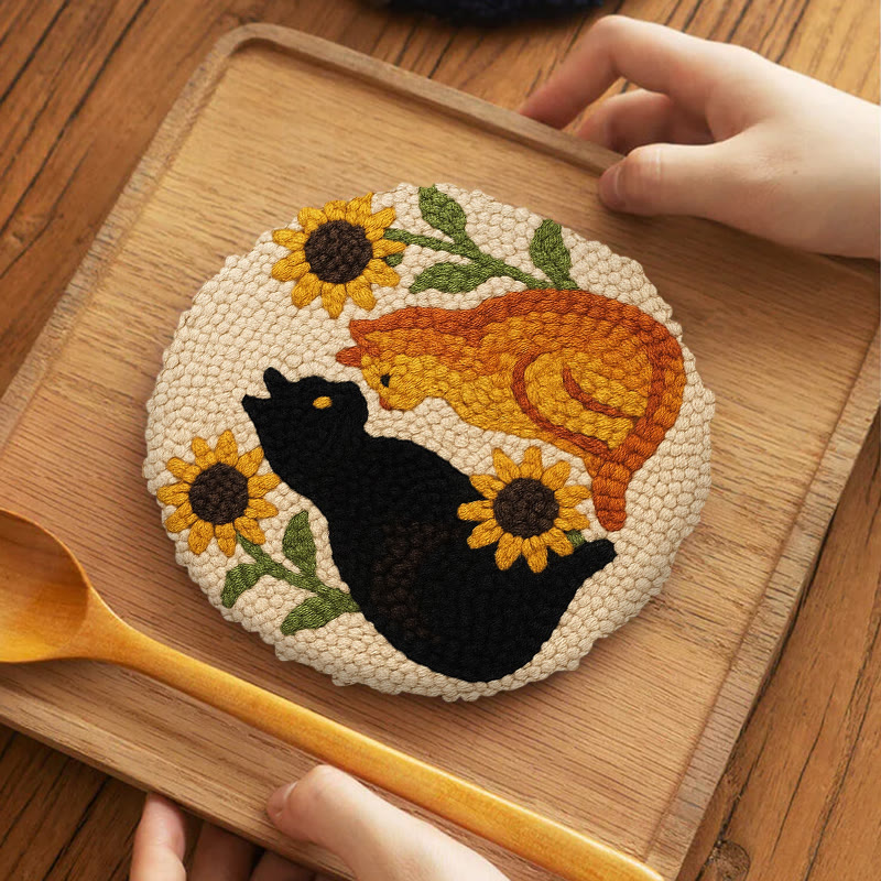 Sunflower Cats Punch Needle Kit - Lovely Animal Yarn Craft  | Diy Room Decor  - image 10