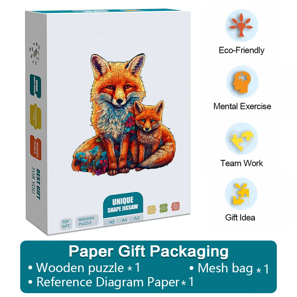 Mother and Child Fox - Wooden Jigsaw Puzzles