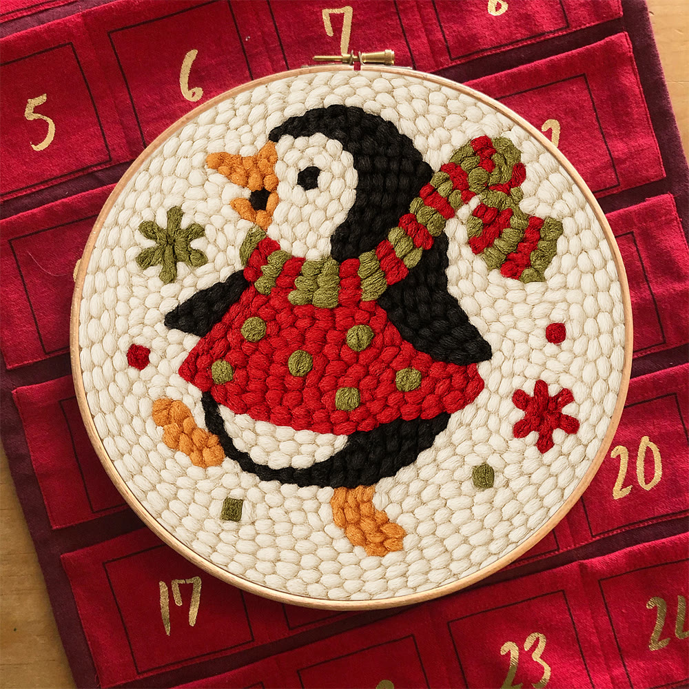  Rotating Penguin Punch Needle Kit - Christmas Wall Hanging Craft | Winter House Ornament  - image 3