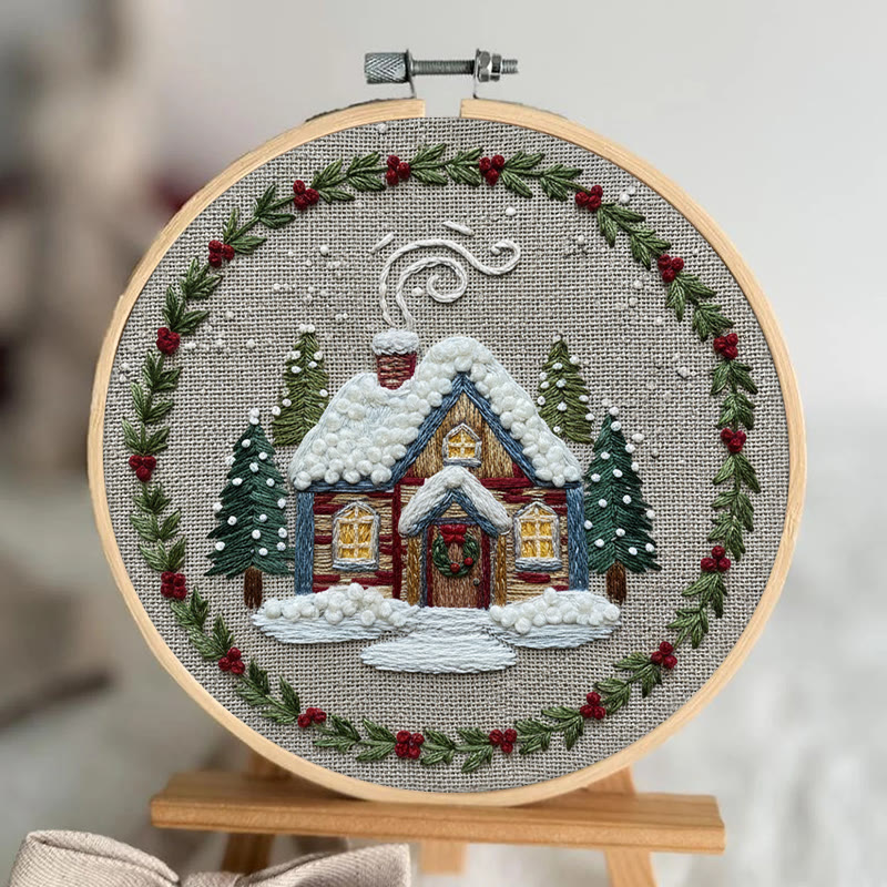 Rubbyoo Embroidery Kit - Winter Chalet | Christmas Stitch Artwork | Handmade Wall Decor - image 5