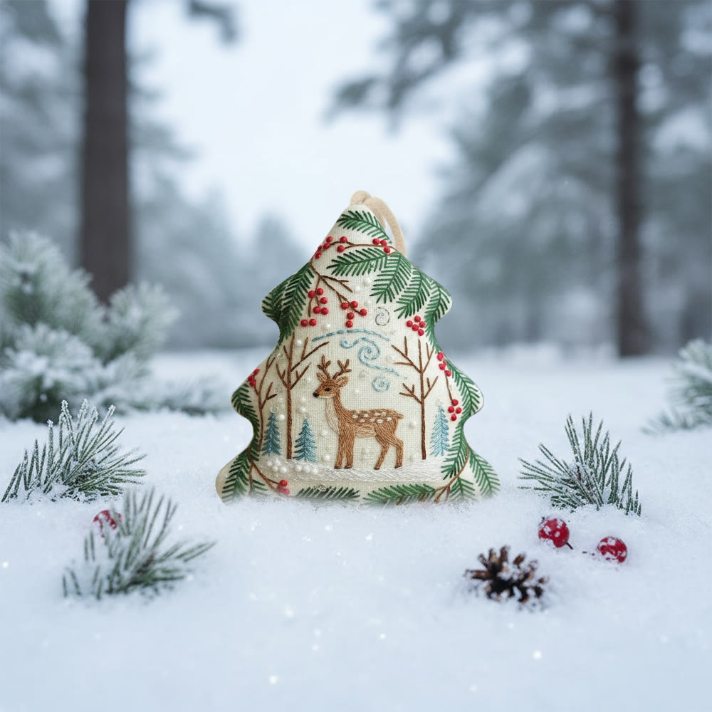 Rubbyoo Tree-shaped Embroidery Kit - Christmas Deer | Winter Animal Craft | Diy Holiday Craft - image 4