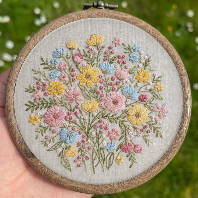 Rubbyoo Embroidery Kit - Colourful Flowers | Easy Stitch Craft | Unique Handmade Gift For Her - image 3