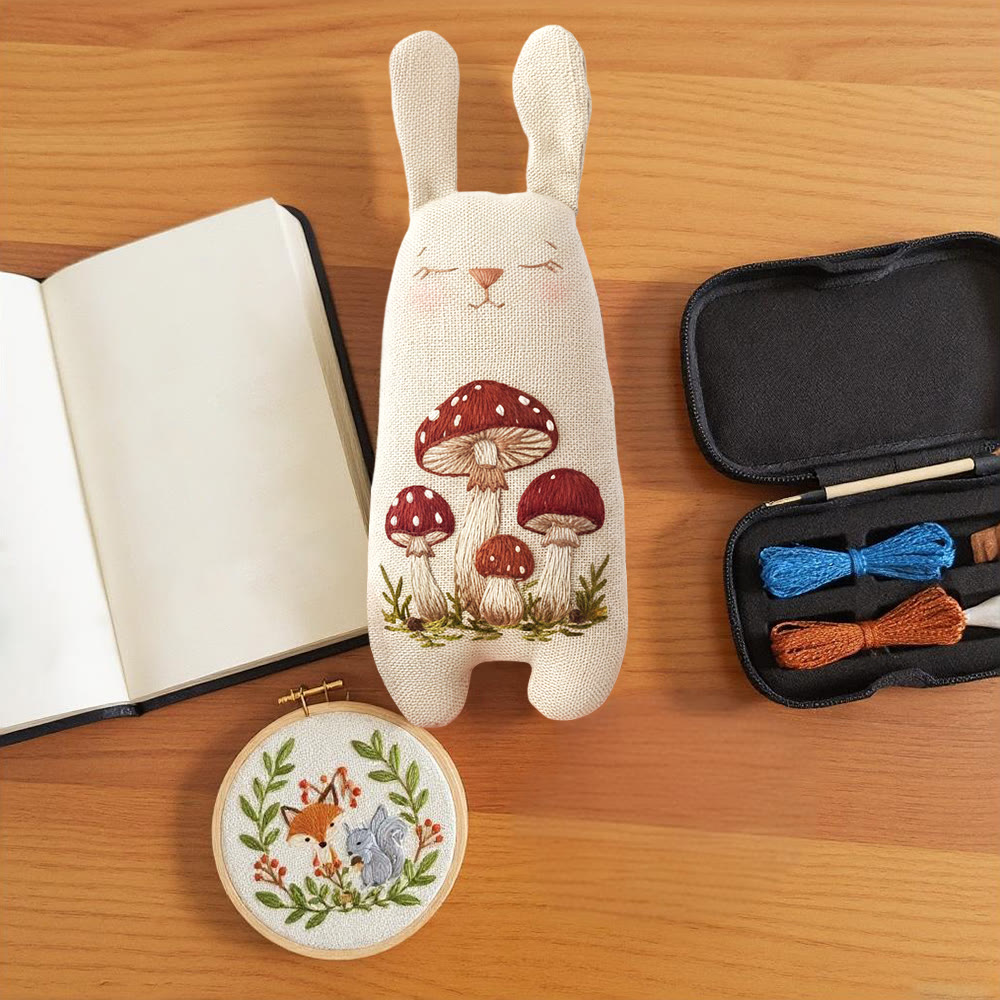 Rubbyoo Bunny Toy Embroidery Kit - Red Mushroom Cluster | Beginner-friendly Craft | Adorable Nursery Accent - image 8