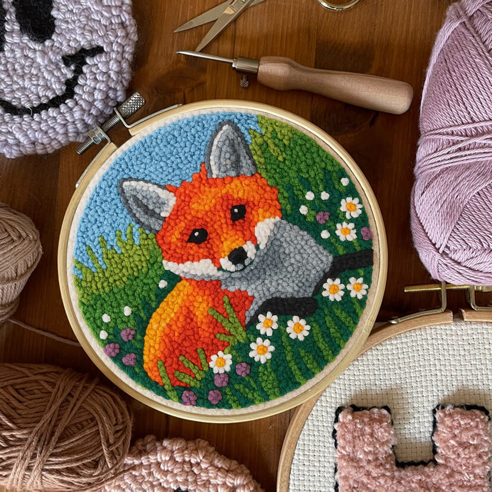 Fox In Meadow Punch Needle Kit - Nature Craft | Perfect For Craft Enthusiasts - image 7