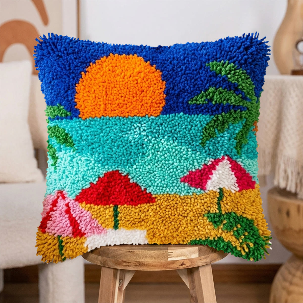 Rubbyoo Latch Hook Pillow Kit - Summer Beach | Perfect For Craft Lover | Unique Mother Gift  - image 6