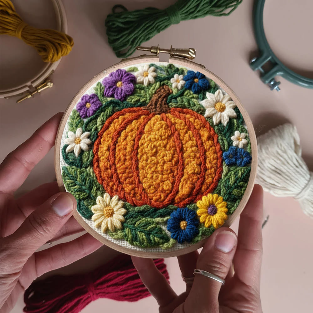 Vibrant Autumn Pumpkin Floral Punch Needle Kit – Exquisite Handcraft Piece | Ultimate Gifting Choice - image 10