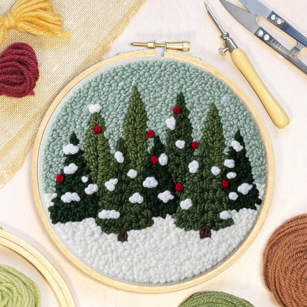 Snowy Pine Grove Punch Needle Kit – Gift for Her | Home Hanging Decor - image 6
