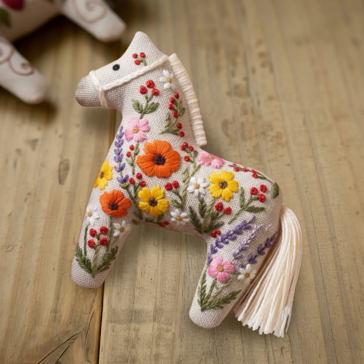 Rubbyoo Dala Horse Embroidery Kit - Flowers Bloom | Sewing Handmade Gift | Flowery Pendant - image 7