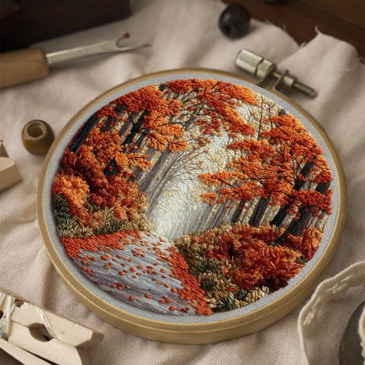 Rubbyoo Embroidery Kit - Autumn Forest Path | Elegant Home Decor Hanging | Beginner-friendly Diy - image 5