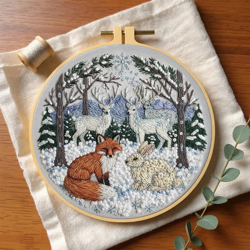 Rubbyoo Embroidery Kit - Winter Animal | Handmade Hoop Art | Perfect Gift For Animal Lover - image 8