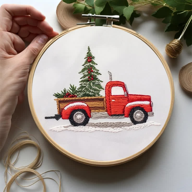 Rubbyoo Embroidery Kit - Red Truck Christmas - image 4